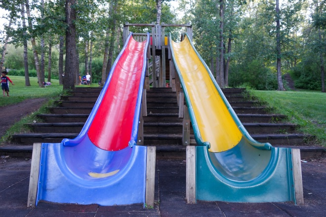 Long slides at Walterdale (Kinsmen) Park.